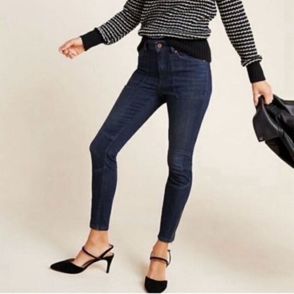 Anthropologie Pilcro High-Rise Moto Denim Leggings Blue Size 25‎
